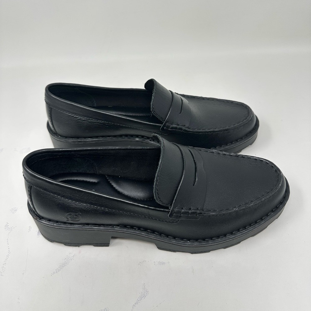 New Born - Carrera Leather Lug Sole Platform Penny Loafers size 9.5M - Picture 4 of 15